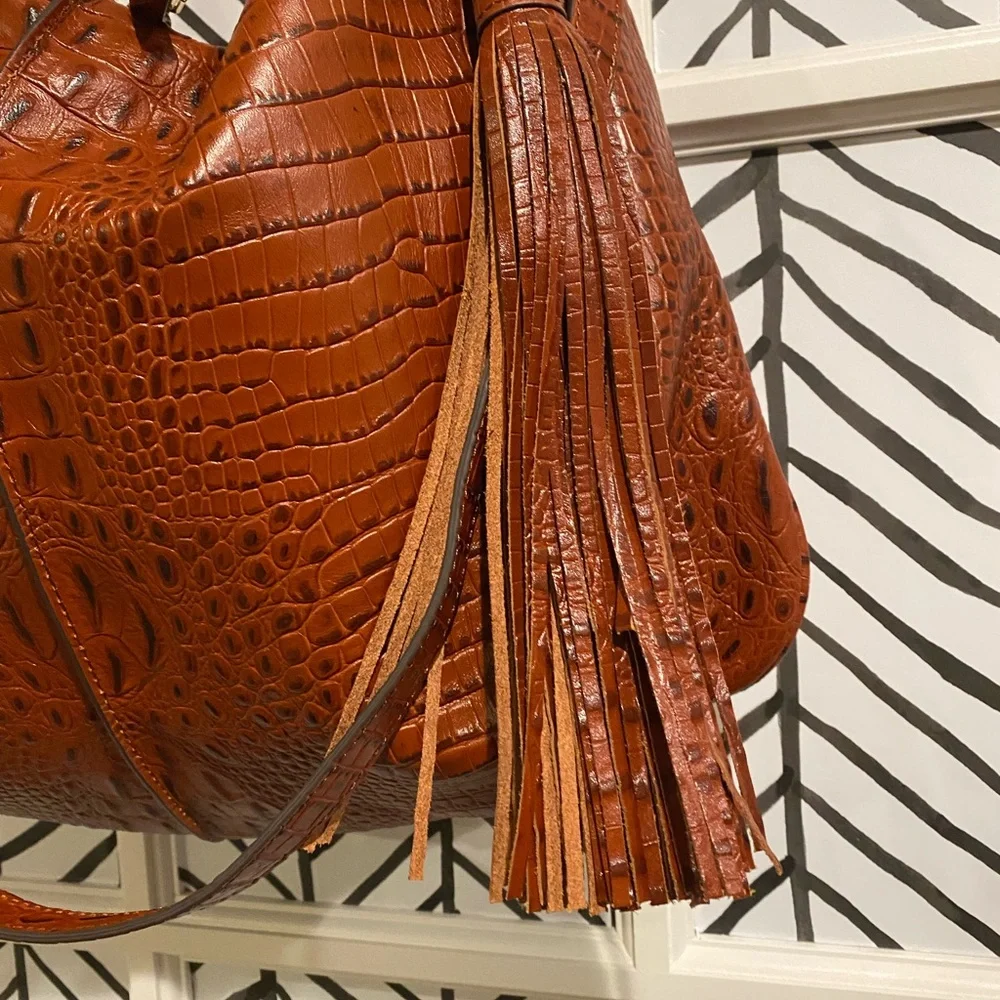G.I.L.I. Milano Double Zip Exotic Genuine Leather Hobo with two Straps